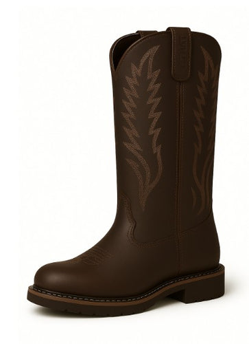 Cowboy Boots For Men - Mens Sport Wide Square Toe Western Boot,Oil/Slip Resistant,Durable Fashionable Classic Pull on 10 Inch Wellington Boots - Soft Toe-1004