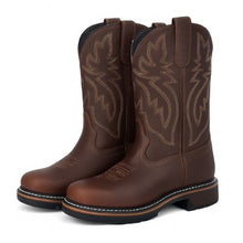 Load image into Gallery viewer, Cowboy Boots For Men - Mens Sport Wide Square Toe Western Boot, Oil/Slip Resistant, Durable Fashionable Classic Pull on 10 Inch Wellington Boots - Soft Toe-1013