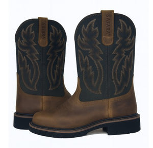 Cowboy Boots For Men - Mens Sport Wide Square Toe Western Boot, Oil/Slip Resistant, Durable Fashionable Classic Pull on 10 Inch Wellington Boots - Soft Toe-1023