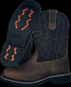 Cowboy Boots For Men - Mens Sport Wide Square Toe Western Boot, Oil/Slip Resistant, Durable Fashionable Classic Pull on 10 Inch Wellington Boots - Soft Toe-1023