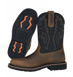 Cowboy Boots For Men - Mens Sport Wide Square Toe Western Boot, Oil/Slip Resistant, Durable Fashionable Classic Pull on 10 Inch Wellington Boots - Soft Toe-1023