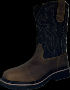 Cowboy Boots For Men - Mens Sport Wide Square Toe Western Boot, Oil/Slip Resistant, Durable Fashionable Classic Pull on 10 Inch Wellington Boots - Soft Toe-1023