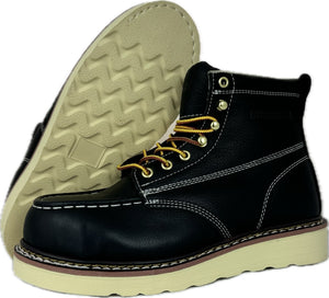 6” Steel Toe Work Boots for Men - Full-Grain Leather with Moc Toe, Slip-Resistant Wedg 6603s6602S6603WS