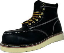 Load image into Gallery viewer, 6” Steel Toe Work Boots for Men - Full-Grain Leather with Moc Toe, Slip-Resistant Wedg 6603s6602S6603WS