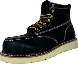 6” Steel Toe Work Boots for Men - Full-Grain Leather with Moc Toe, Slip-Resistant Wedg 6603s6602S6603WS