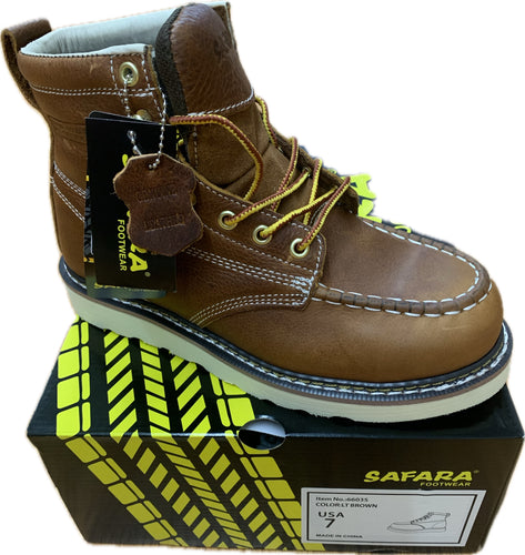 6” Steel Toe Work Boots for Men - Full-Grain Leather with Moc Toe, Slip-Resistant Wedg 6603s