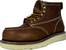 Load image into Gallery viewer, 6” Steel Toe Work Boots for Men - Full-Grain Leather with Moc Toe, Slip-Resistant Wedg 6603s6602S6603WS