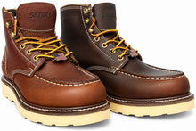 Load image into Gallery viewer, 7” Moc Toe Work Boots for Men - Soft Toe, Premium Full-Grain Leather with Slip-Resistant Wedge Outsole and Comfort Insole; EH Rated 6633 6633A