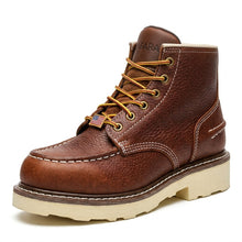 Load image into Gallery viewer, 7” Moc Toe Work Boots for Men - Soft Toe, Premium Full-Grain Leather with Slip-Resistant Wedge Outsole and Comfort Insole; EH Rated 6633 6633A
