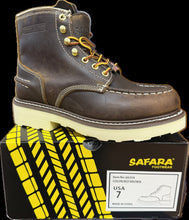 Load image into Gallery viewer, SAFARA 7” Moc Toe Work Boots for Men - Soft Toe, Premium Full-Grain Leather with Slip-Resistant Wedge Outsole and Comfort Insole; EH Rated 6633 6633A
