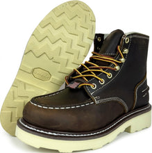 Load image into Gallery viewer, SAFARA 7” Moc Toe Work Boots for Men - Soft Toe, Premium Full-Grain Leather with Slip-Resistant Wedge Outsole and Comfort Insole; EH Rated 6633 6633A
