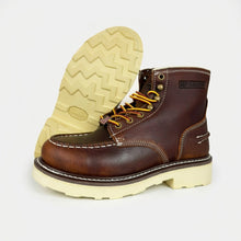 Load image into Gallery viewer, SAFARA 7” Moc Toe Work Boots for Men - Soft Toe, Premium Full-Grain Leather with Slip-Resistant Wedge Outsole and Comfort Insole; EH Rated 6633 6633A