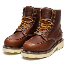 Load image into Gallery viewer, 7” Moc Toe Work Boots for Men - Soft Toe, Premium Full-Grain Leather with Slip-Resistant Wedge Outsole and Comfort Insole; EH Rated 6633 6633A