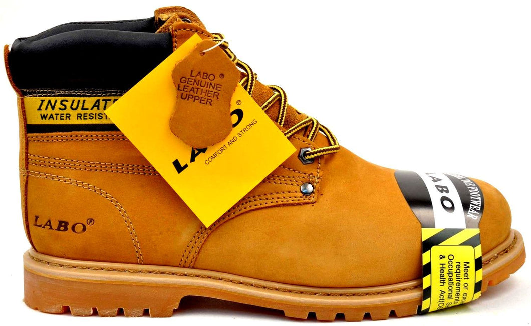 LABO Brand Men's Black& TAN Genuine Leather Steel Toe Shoe Work Boots 511s